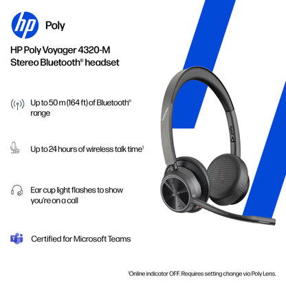 HP Poly Voyager 4320 Microsoft Teams Certified USB-C Headset +BT700 dongle