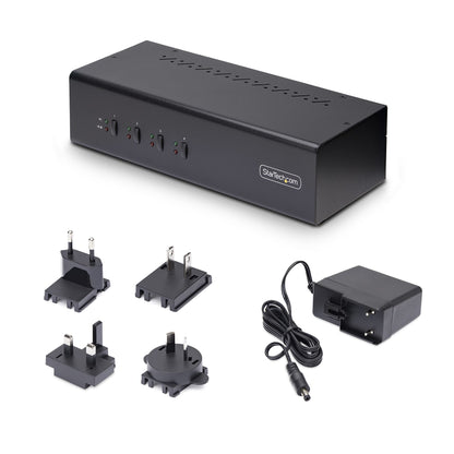 StarTech.com 4-Port Dual-Monitor DisplayPort KVM Switch, 4K 60Hz, 2x USB 5Gbps Hub