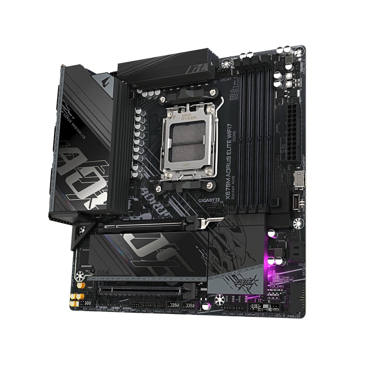 Gigabyte X870M AORUS ELITE WIFI7 Motherboard - Supports AMD Ryzen 9000 CPUs, 14+2+2