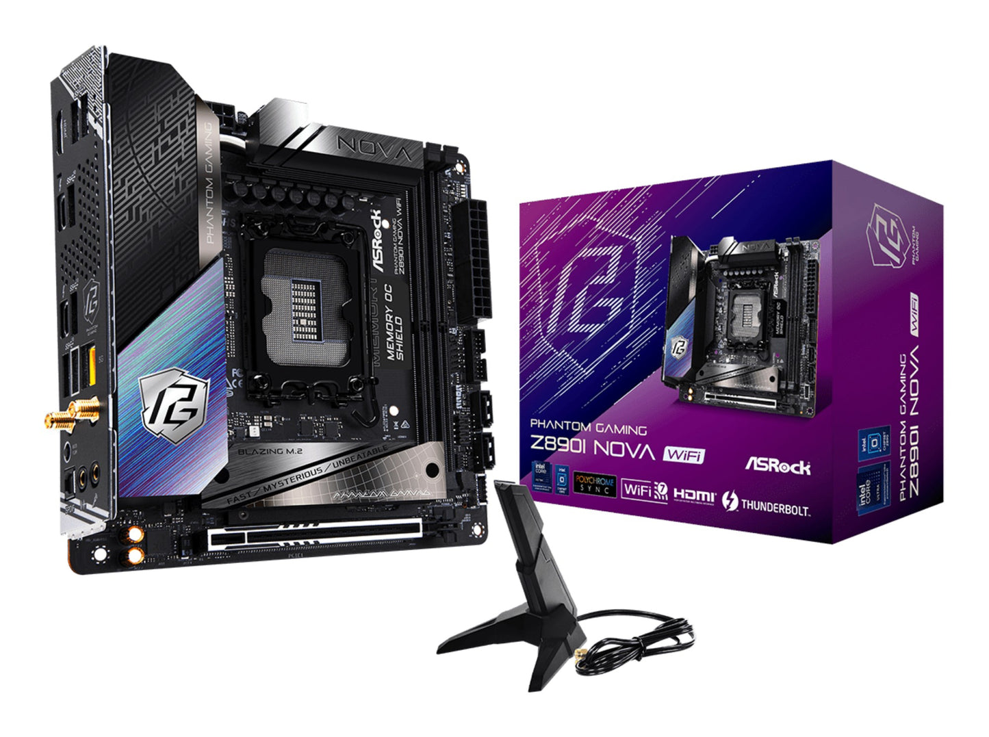 Asrock Phantom Gaming Z890I Nova WiFi Intel Z890 LGA 1851 (Socket V1) mini ITX Motherboard