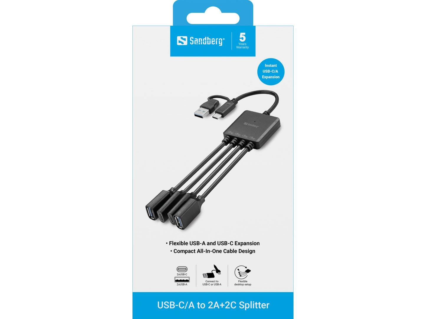Sandberg USB-C/A to 2A+2C Splitter Hub