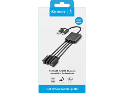 Sandberg USB-C/A to 2A+2C Splitter Hub