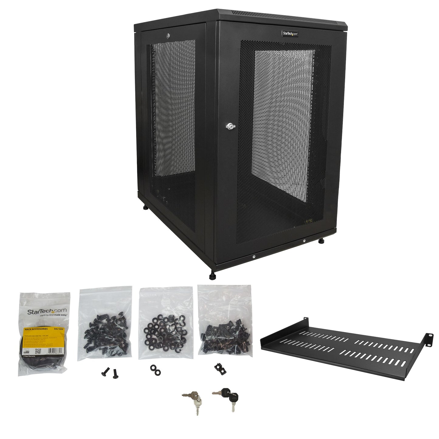 StarTech.com 18U Enterprise-Grade Server Rack Cabinet Kit, 19in Enclosed 4-Post Rack