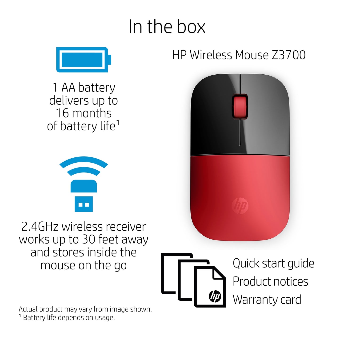 HP Z3700 Wireless Mouse (Red)