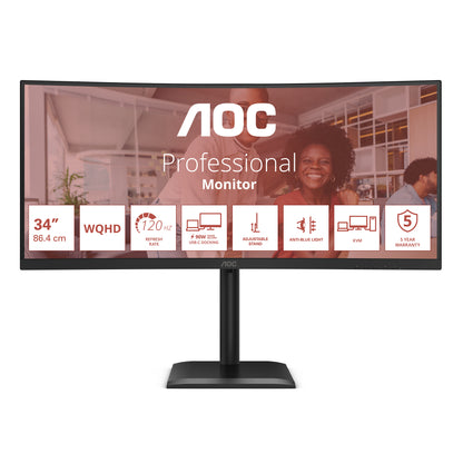 AOC E4 CU34E4CV 34" UWQHD VA 120Hz Curved Monitor
