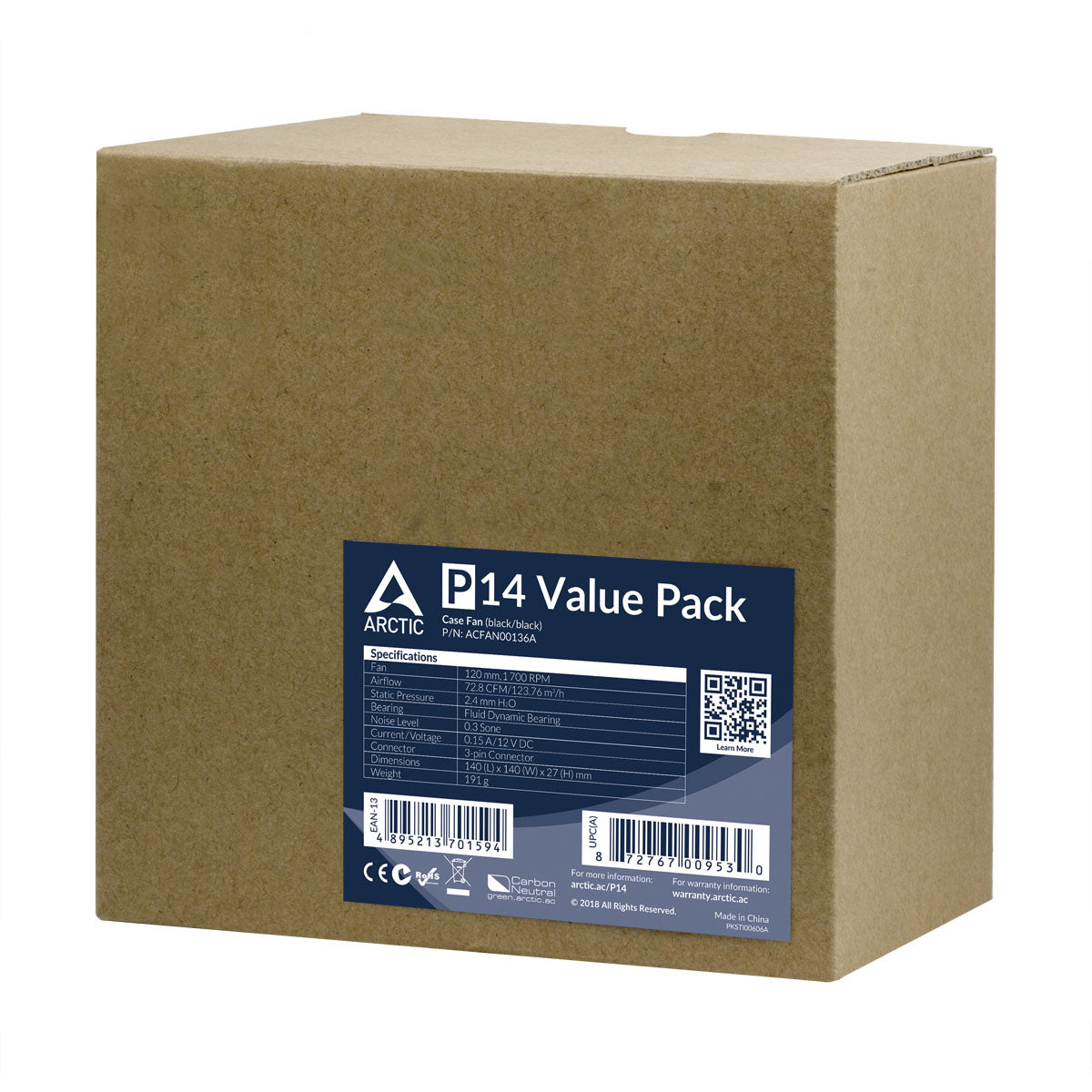 ARCTIC P14 Value Pack Computer case Fan 14 cm Black Cooling