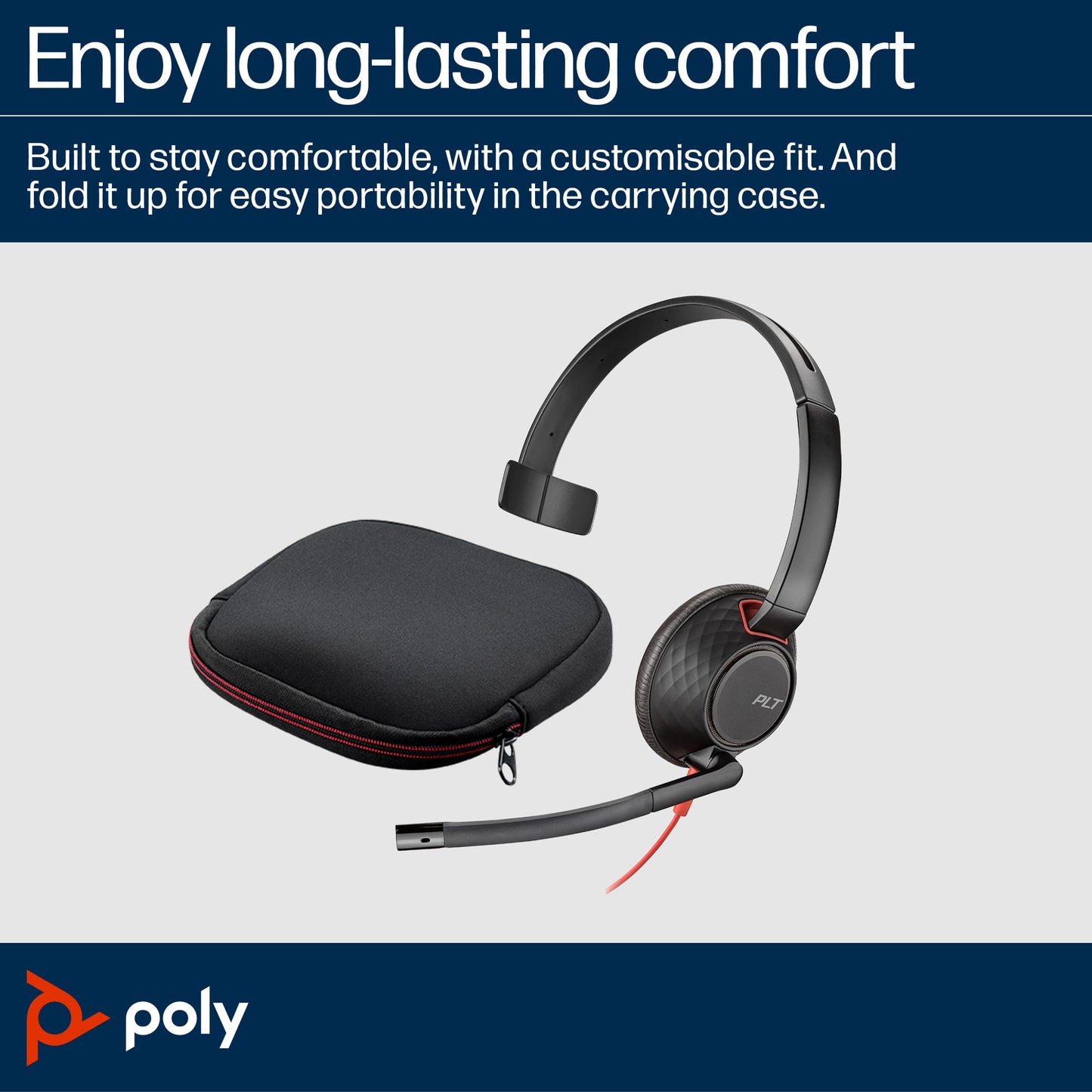 HP Poly Blackwire 5210 Monaural USB-C Headset +3.5mm Plug +USB-C/A Adapter