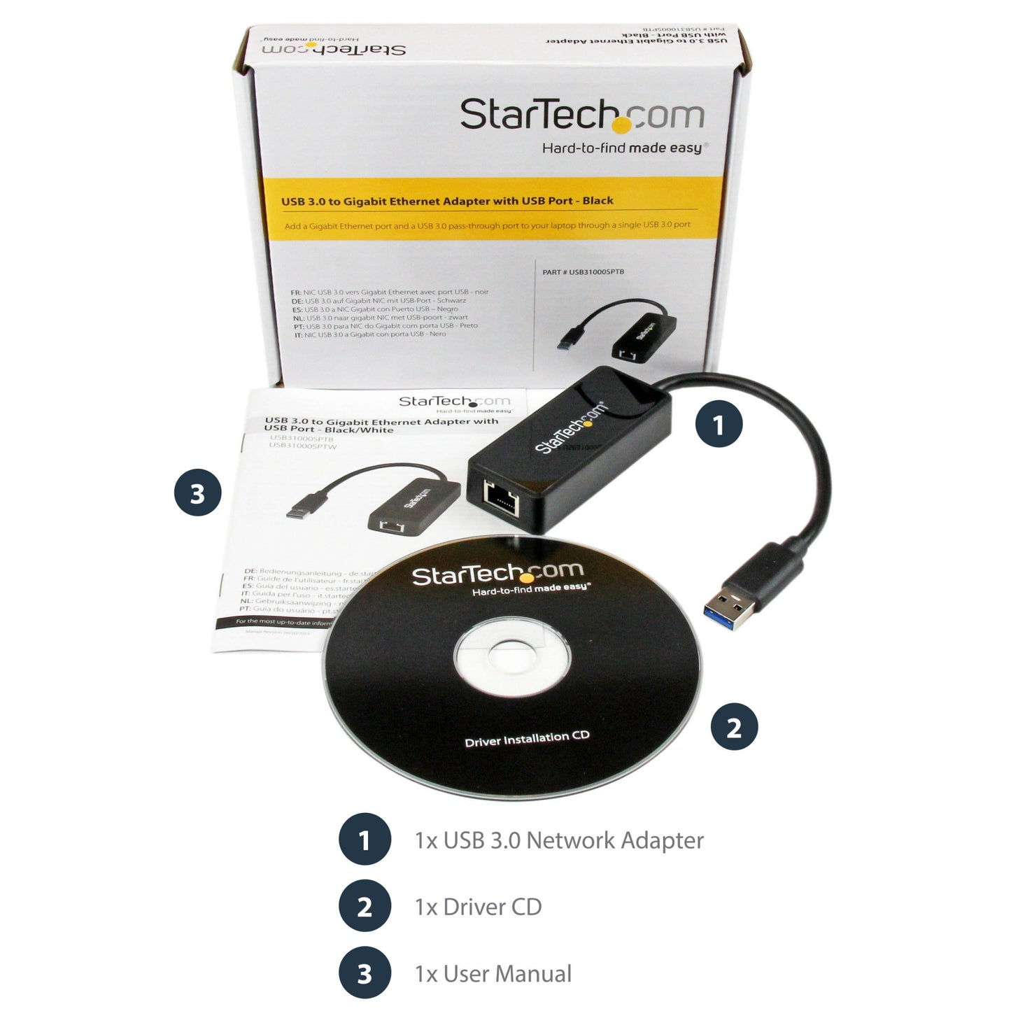 StarTech.com USB 3.0 Ethernet Adapter, USB 3.0 Network Adapter NIC with USB Port