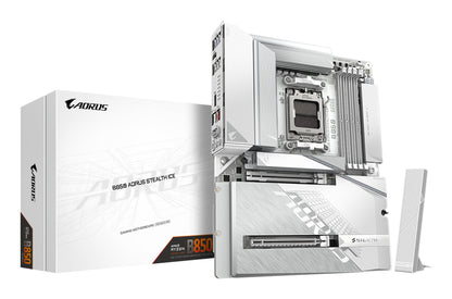 Gigabyte B850 AORUS STEALTH ICE Motherboard - AMD Ryzen 9000 Series CPUs, 14+2+2