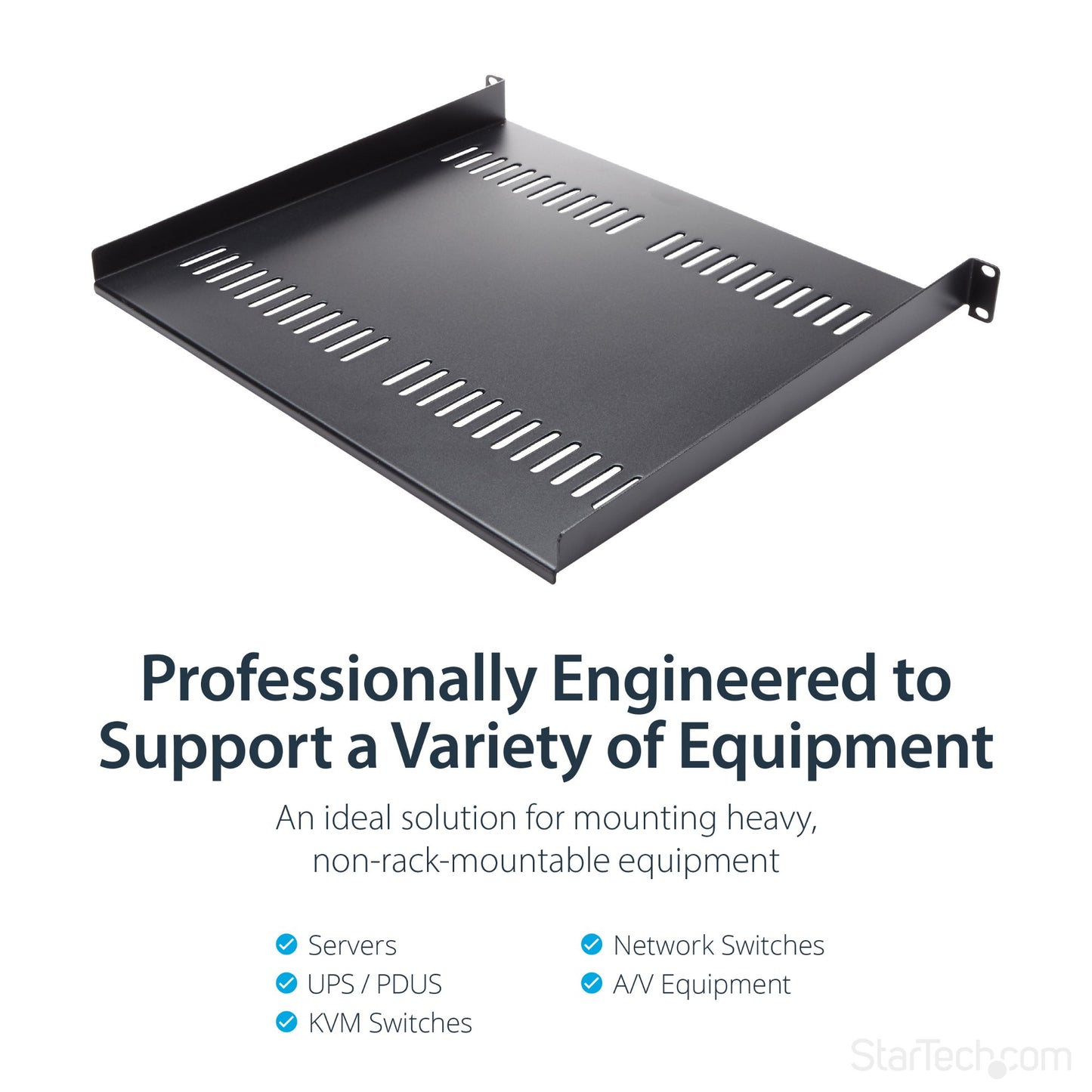StarTech.com 1U Server Rack Shelf - Universal Vented Rack Mount Cantilever Tray for (ELF116V)