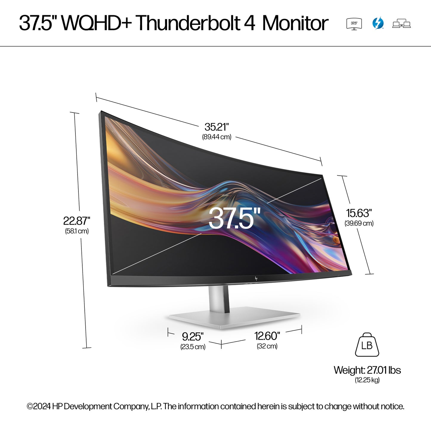HP Series 7 Pro 738pu 37.5" 3840x1600 IPS Curved Monitor