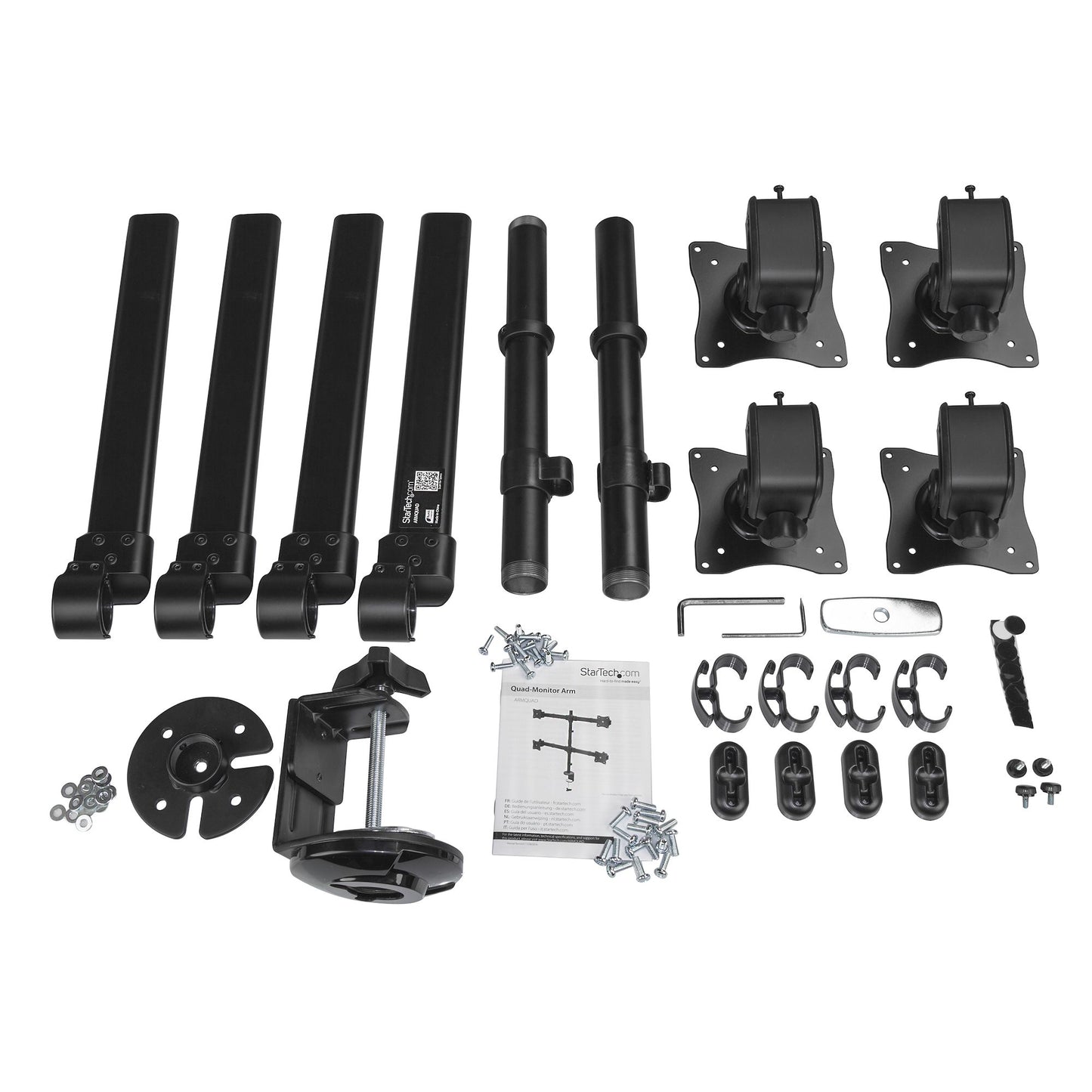 StarTech.com Desk Mount Quad Monitor Arm - Ergonomic VESA 4 Monitor Mount 2x2 up to