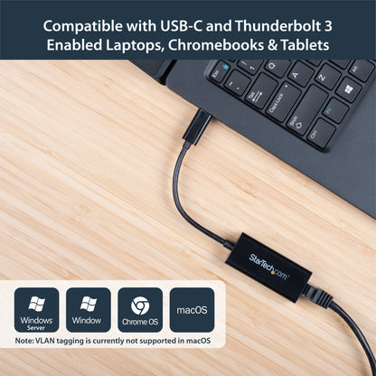 StarTech.com USB-C to Gigabit Ethernet Adapter, Black, Thunderbolt 3 / 4 Compatible