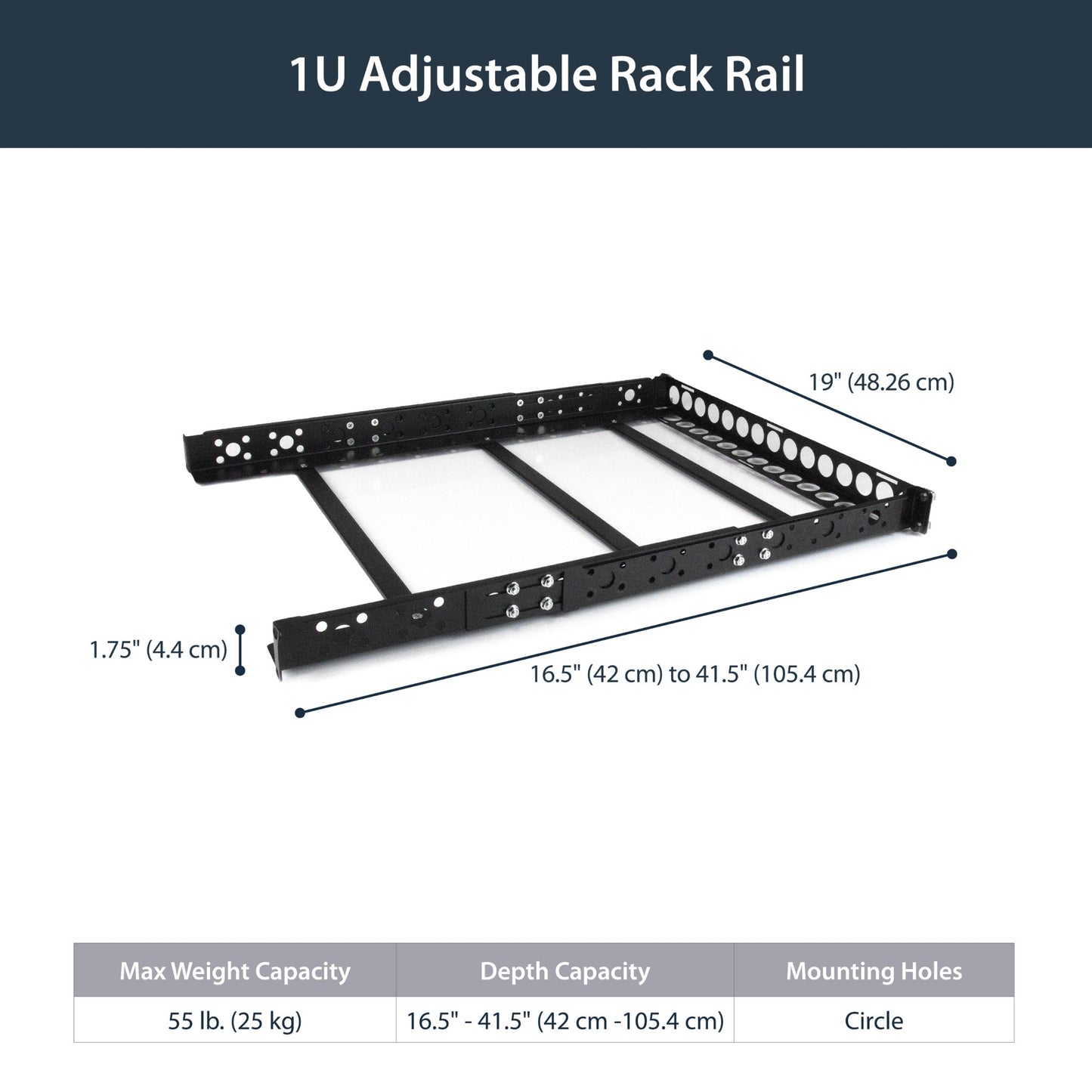 StarTech.com 1U Universal Server Rack Rails, Adjustable Depth Server Mounting Rails