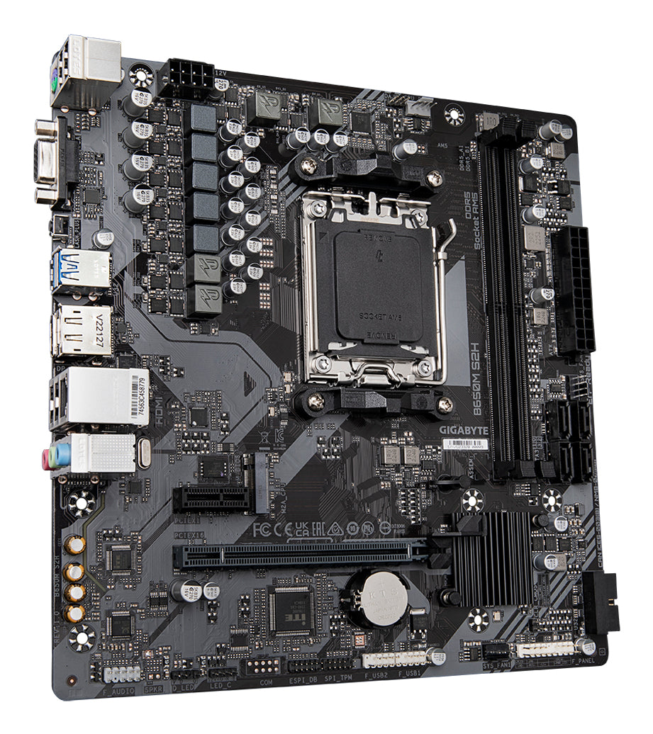 Gigabyte B650M S2H Motherboard - AMD Ryzen 9000 Series CPUs, 5+2+2 Phases VRM, up to
