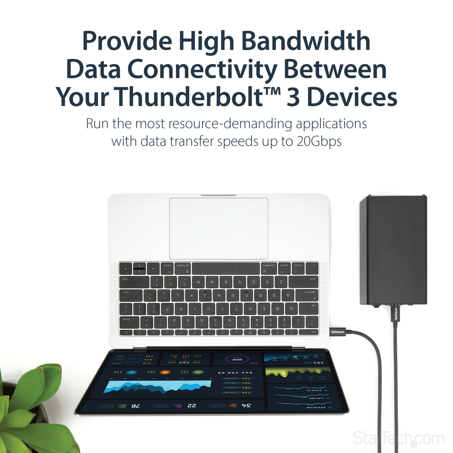StarTech.com 3.3ft (1m) Thunderbolt 3 Cable, 20Gbps, 100W PD, 4K, Thunderbolt