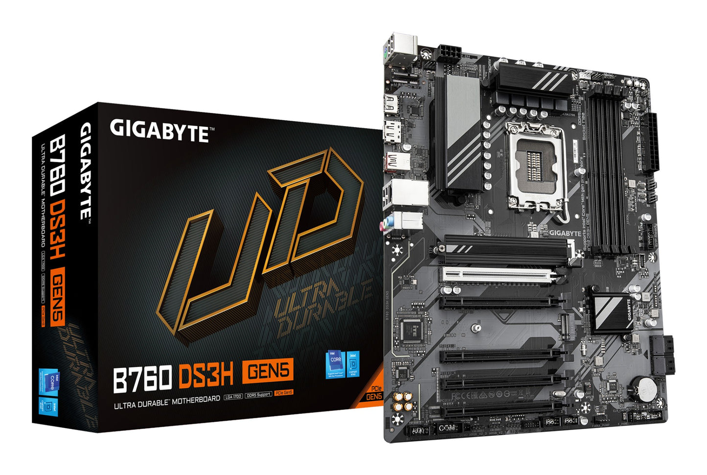 Gigabyte B760 DS3H GEN5 Motherboard - Supports Intel Core 14th Gen CPUs, 8+2+1