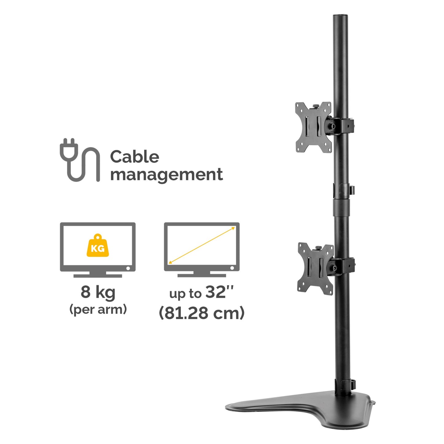 Fellowes Seasa Dual Stacking Monitor Arm - Freestanding Monitor Mount for 8KG 32