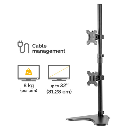 Fellowes Seasa Dual Stacking Monitor Arm - Freestanding Monitor Mount for 8KG 32