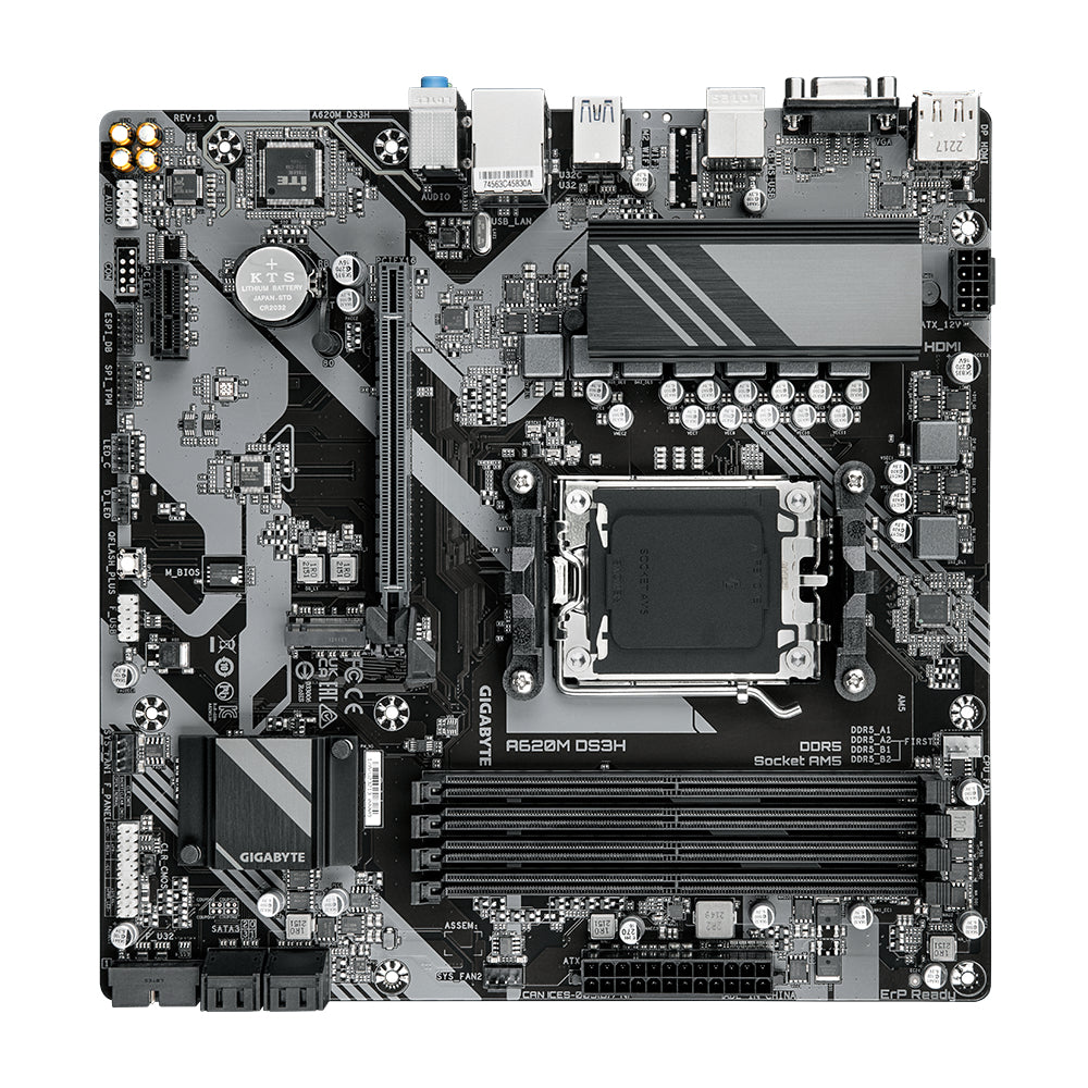 Gigabyte A620M DS3H Motherboard - Supports AMD Ryzen 8000 CPUs, 5+2+2 Phases Digital