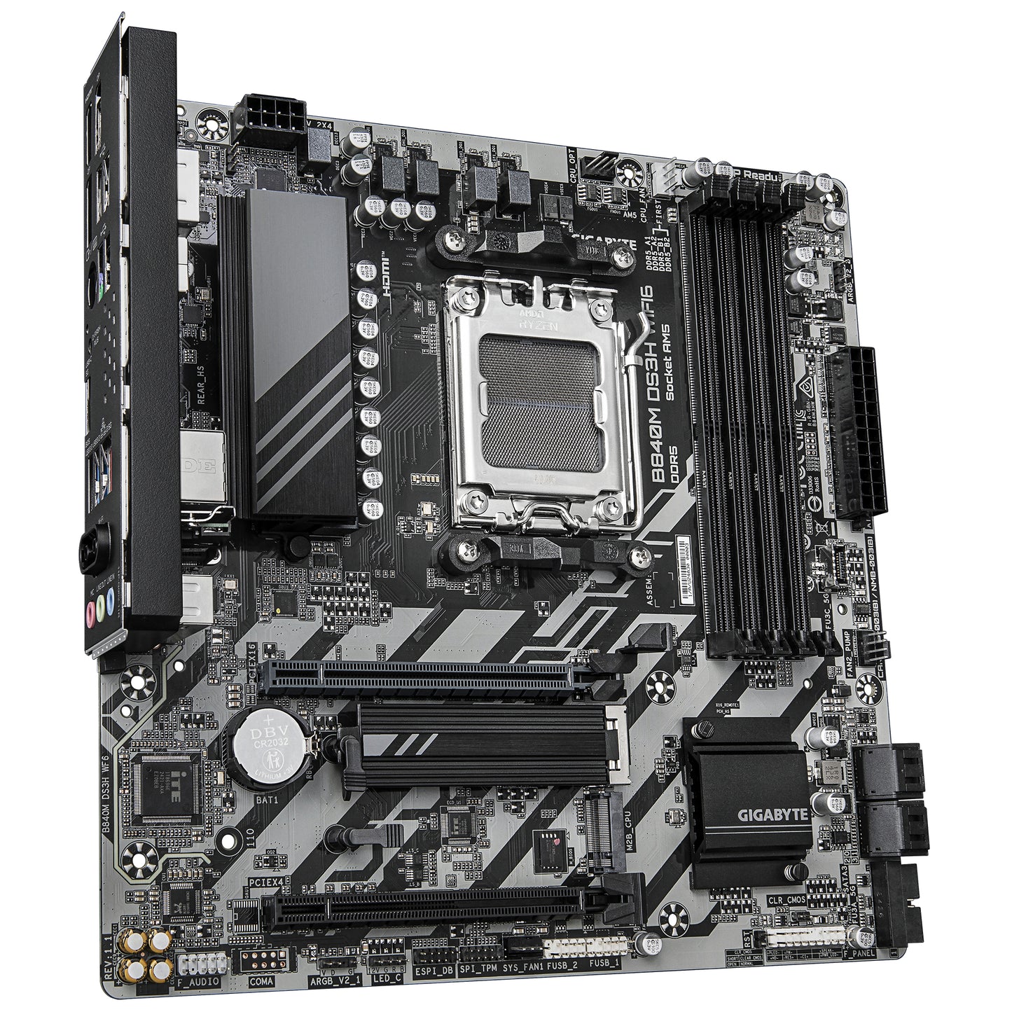 Gigabyte B840M DS3H WIFI6 Motherboard - AMD Ryzen 9000 CPUs, 8+2+2 Phases VRM, up to