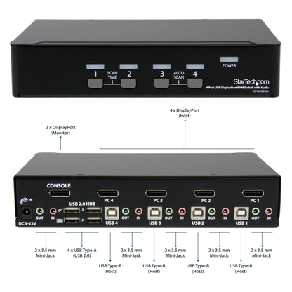 StarTech.com 4 Port USB DisplayPort KVM Switch with Audio - TAA