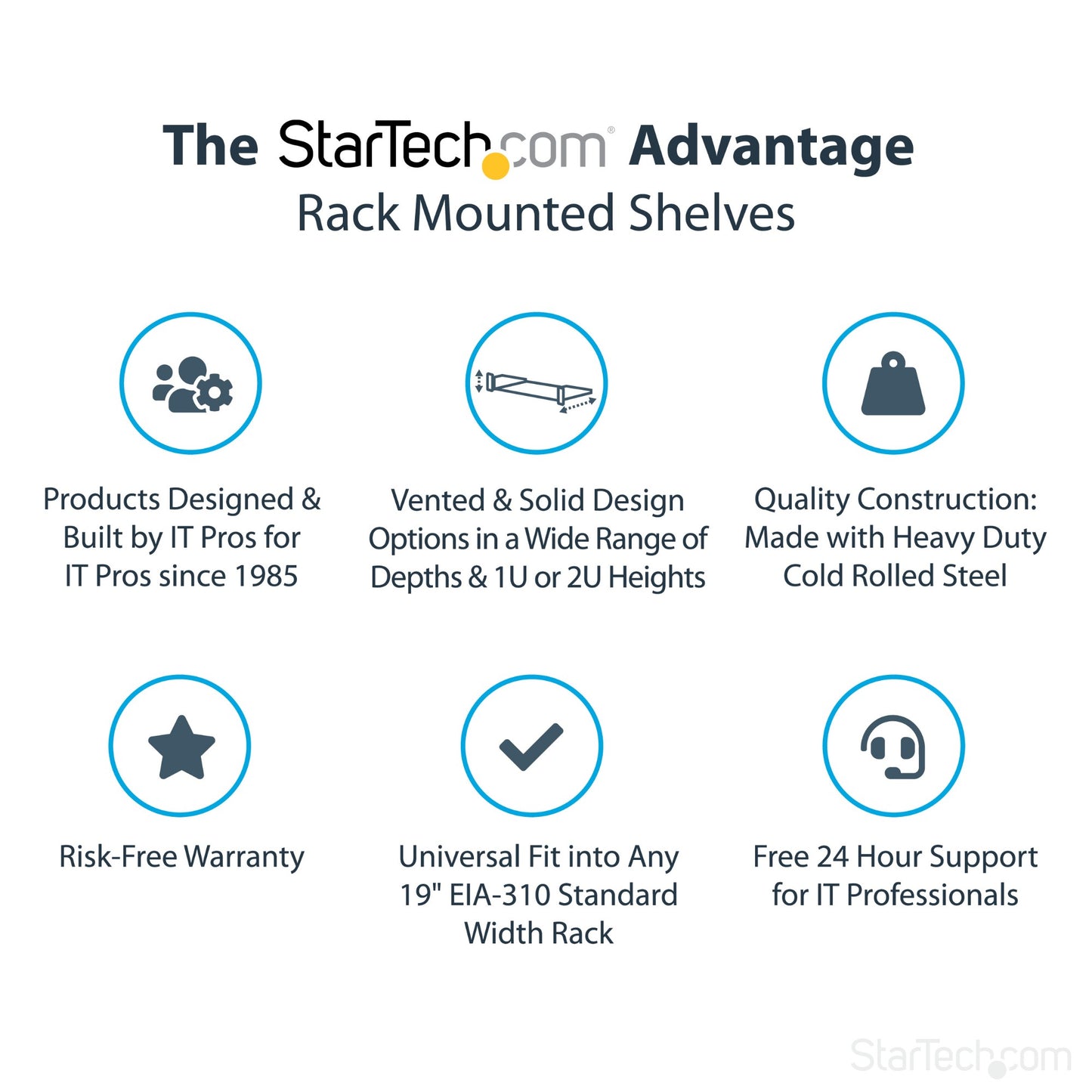 StarTech.com 1U Server Rack Shelf, Universal Rack Mount Cantilever Tray for 19"