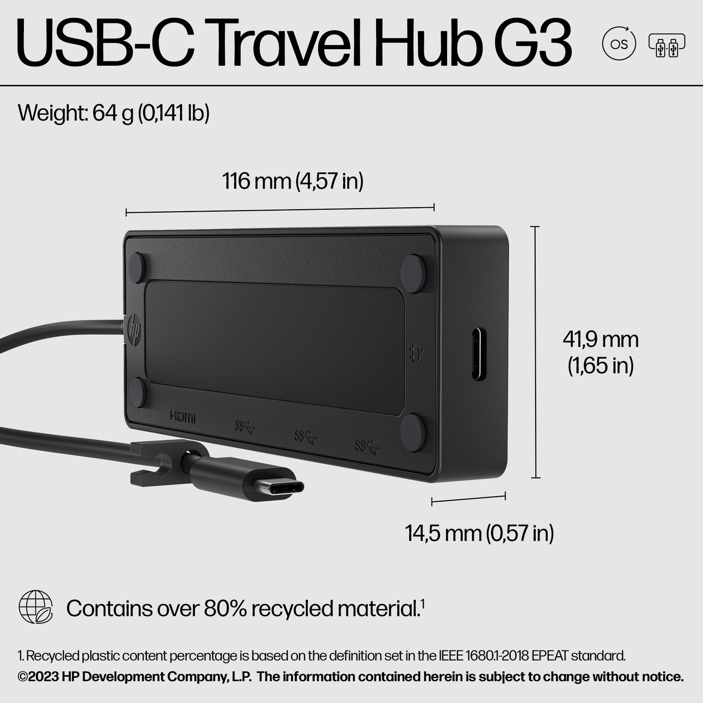 HP Travel Hub G3 USB-C Docking Station