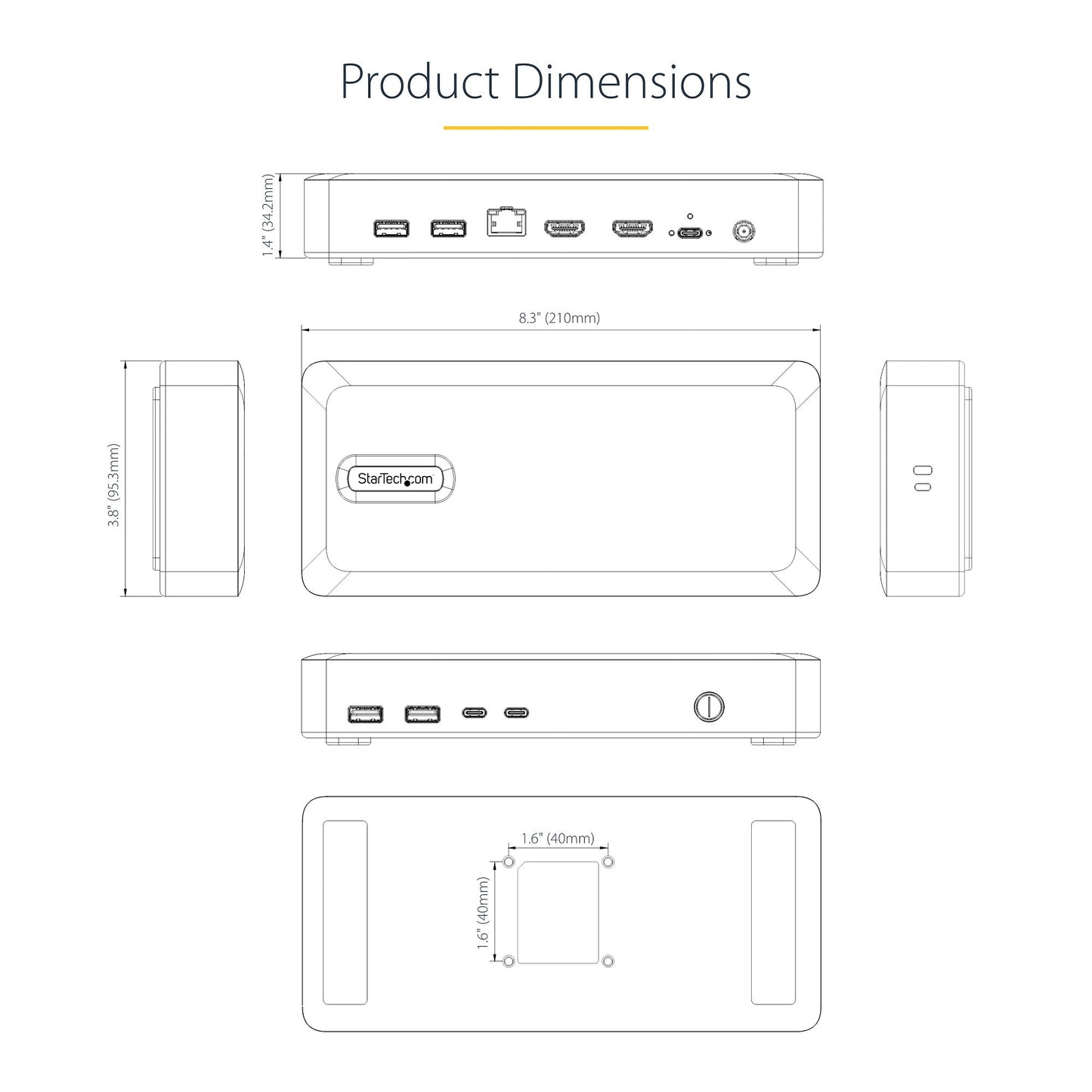 StarTech.com Dual-Monitor USB4 USB-C Docking Station 100W