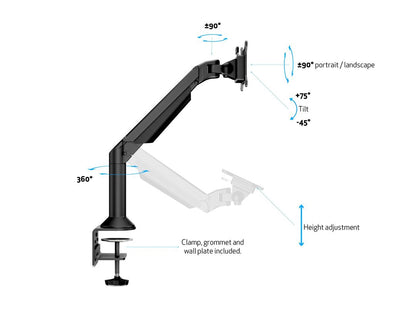 MULTIBRACKETS M VESA Gas Lift Arm Desk or Wall Basic Black Mount