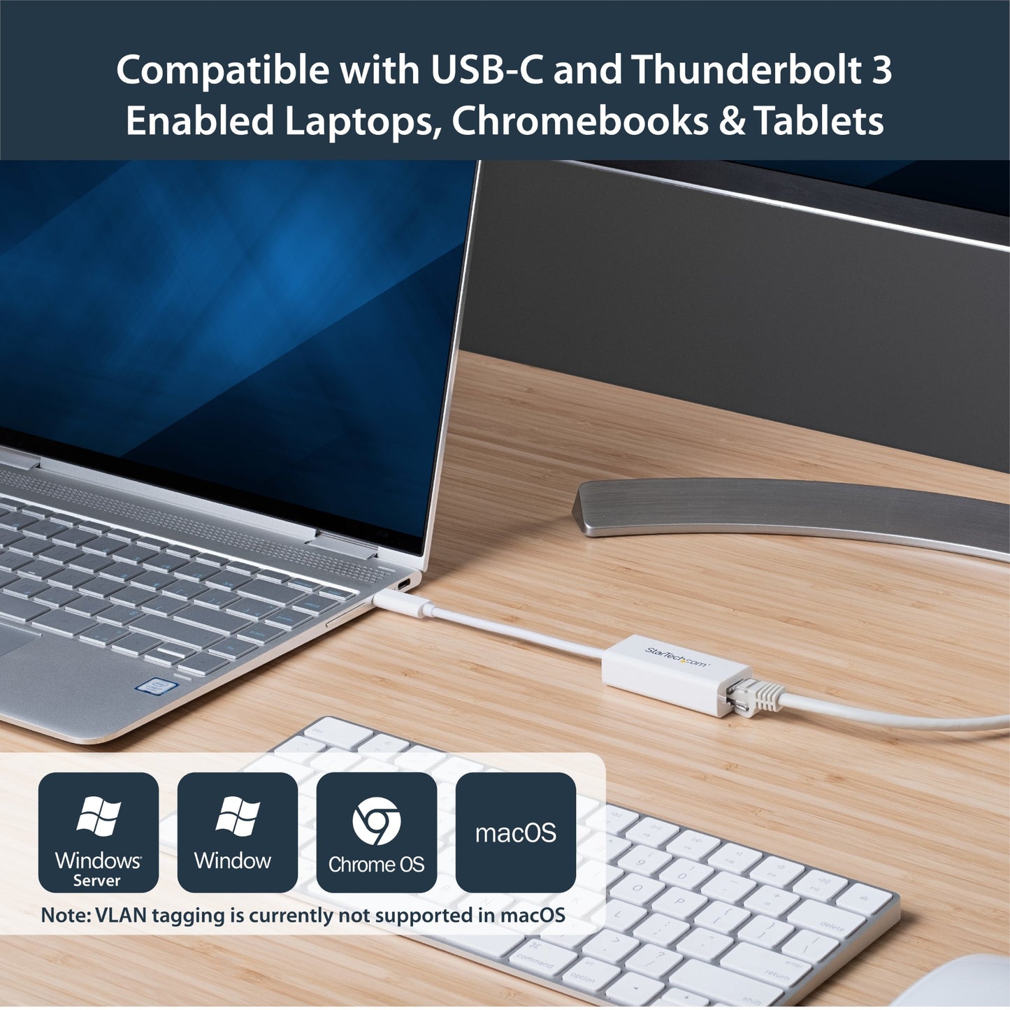 StarTech.com USB-C to Gigabit Ethernet Adapter, White, Thunderbolt 3 Compatible