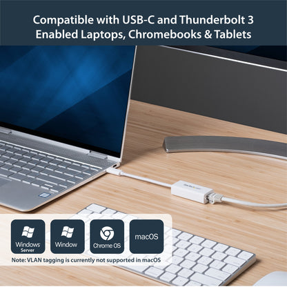 StarTech.com USB-C to Gigabit Ethernet Adapter, White, Thunderbolt 3 Compatible
