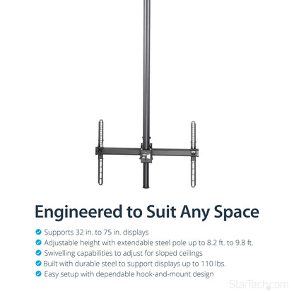 StarTech.com TV Ceiling Mount - Full-Motion Universal Hanging Single Screen Mount (ILPTBLP)
