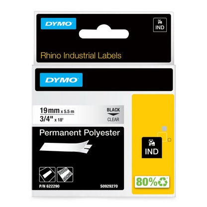 DYMO 622290 Ribbon POLYESTER<PERMANENT> <SCHWARZ><AUF><TRANSPARENT> 19mm x 5,5m for Labels