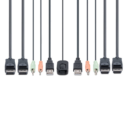 StarTech.com 2-Port Dual-Monitor DisplayPort Cable KVM Switch, 4K 60Hz, Compact KVM