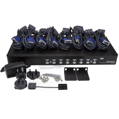 StarTech.com 8 Port 1U Rackmount USB KVM Switch Kit with OSD and Cables - TAA
