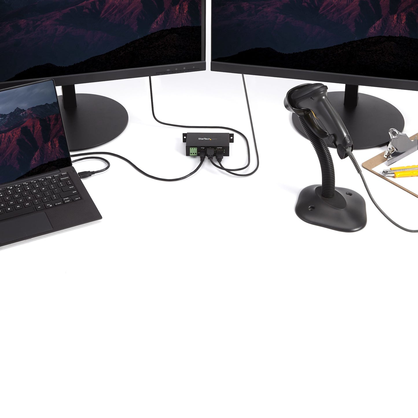 StarTech.com 4-Port USB 2.0 Hub - Metal Industrial USB-A Hub - Din Rail, Wall or