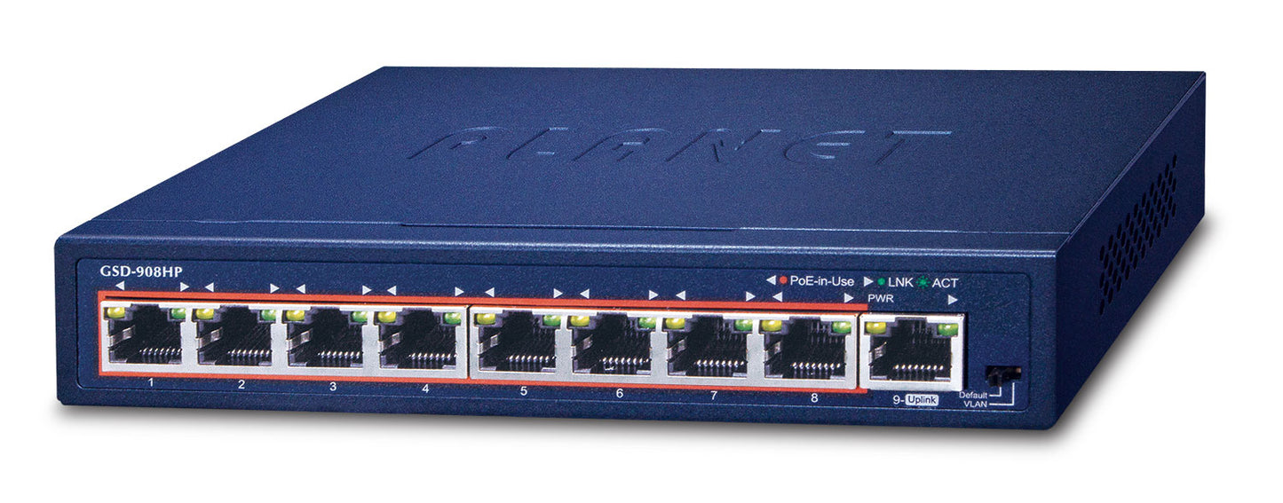 Planet 8P Sw Gb PoE+ 100W Switch