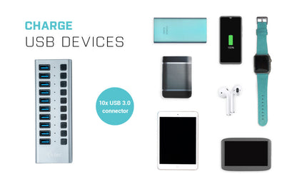 i-tec USB 3.0 Charging HUB 10 port + Power Adapter 48 W Charger