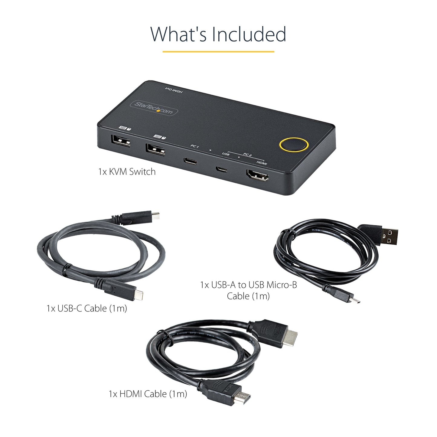 StarTech.com 2 Port Hybrid USB-A + HDMI & USB-C KVM Switch - Single 4K 60Hz HDMI 2.0