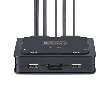 StarTech.com 2-Port USB-C Cable KVM Switch, 4K 60Hz DisplayPort Output, Compact KVM