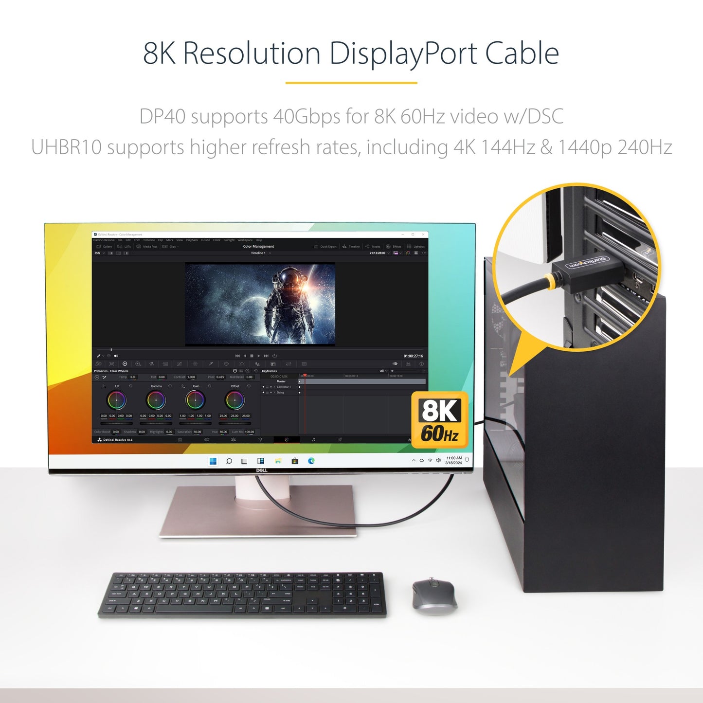 StarTech.com 2m DisplayPort 2.1 Cable, VESA Certified DP40 DisplayPort Cable