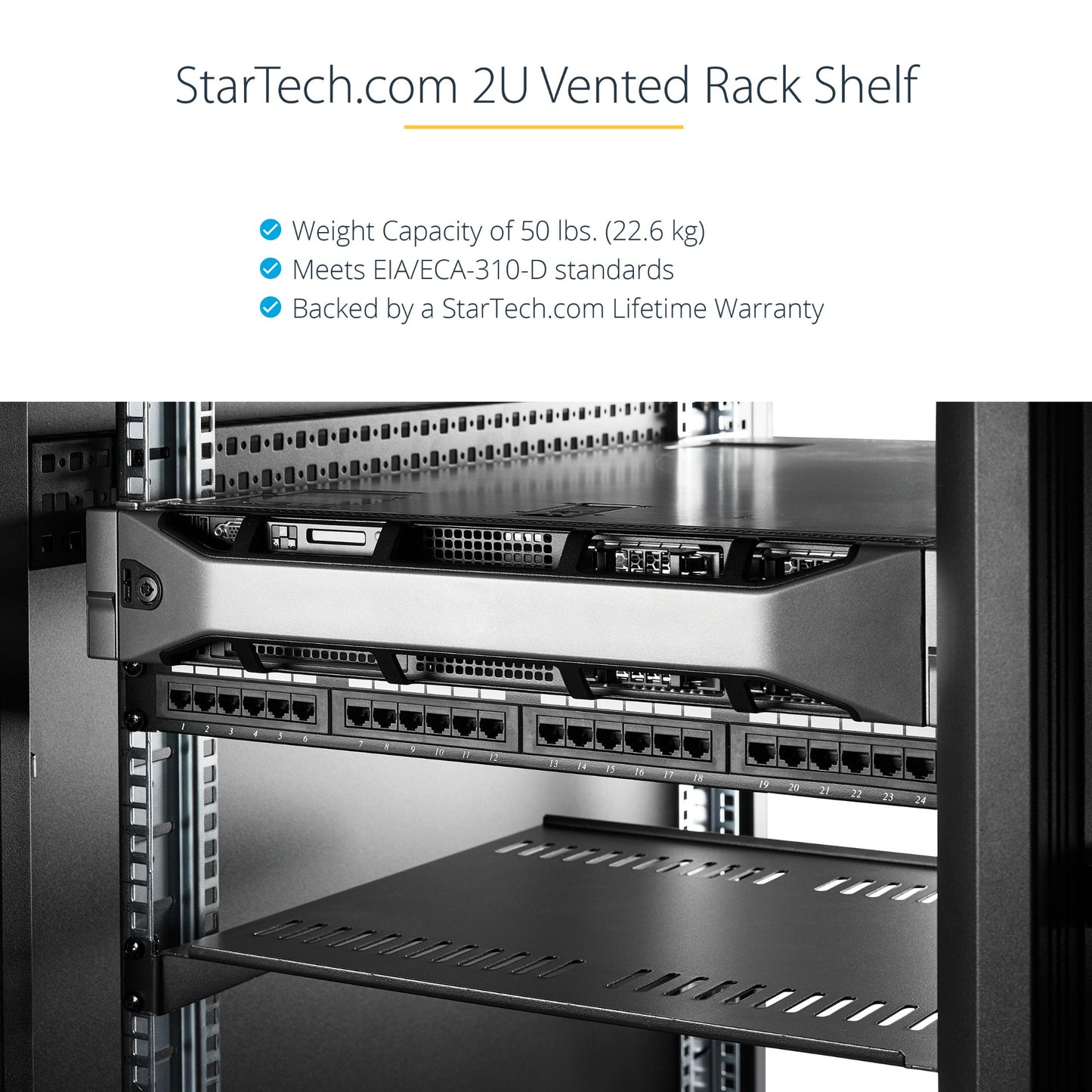 StarTech.com 2U Server Rack Shelf - Universal Vented Rack Mount Cantilever Tray for (BSHELFV)
