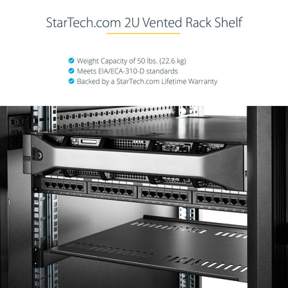StarTech.com 2U Server Rack Shelf - Universal Vented Rack Mount Cantilever Tray for (BSHELFV)