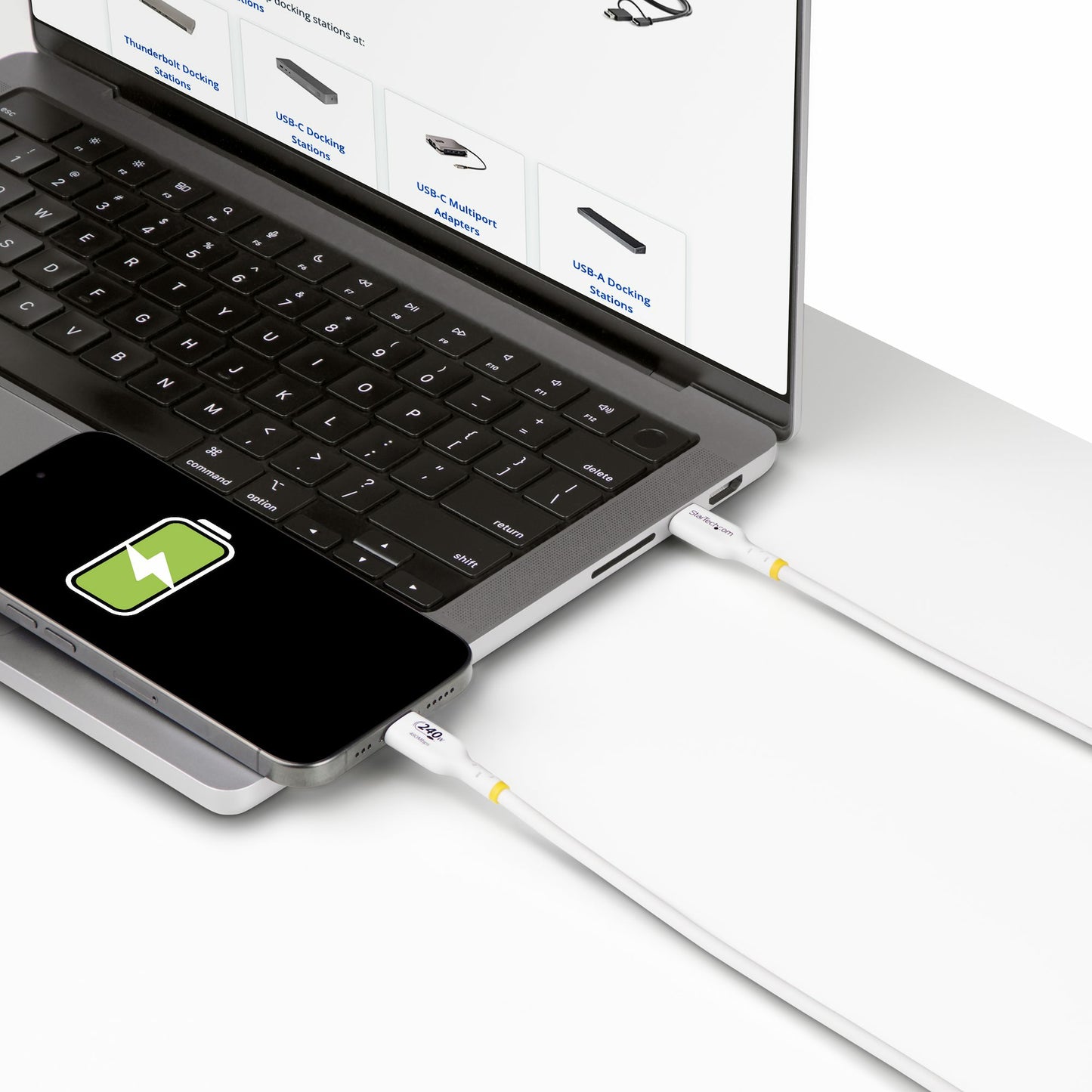 StarTech.com 10ft (3m) USB-C Charging Cable, Charge & Sync, 240W (5A) PD EPR, USB (White)