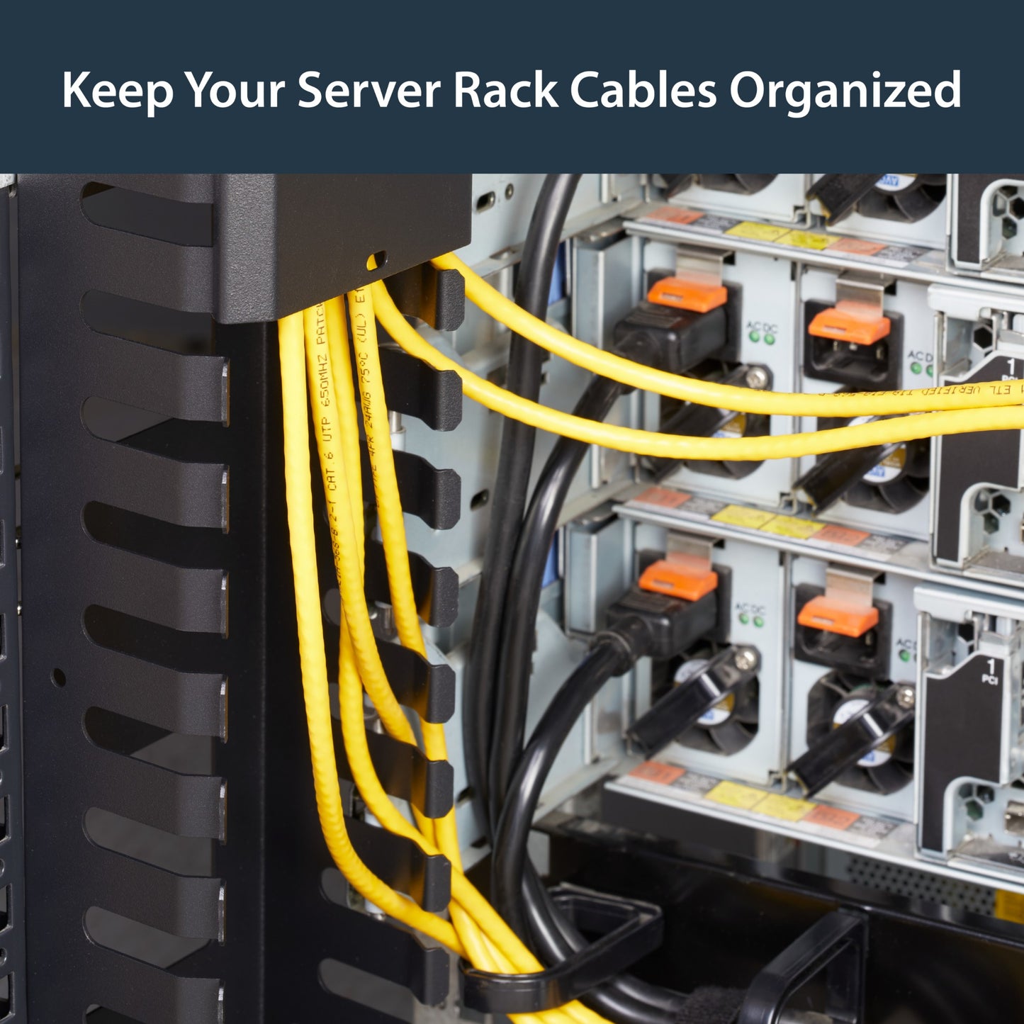 StarTech.com 2-Pack 20U Vertical Cable Organizer with Finger Ducts, Vertical Cable Rack