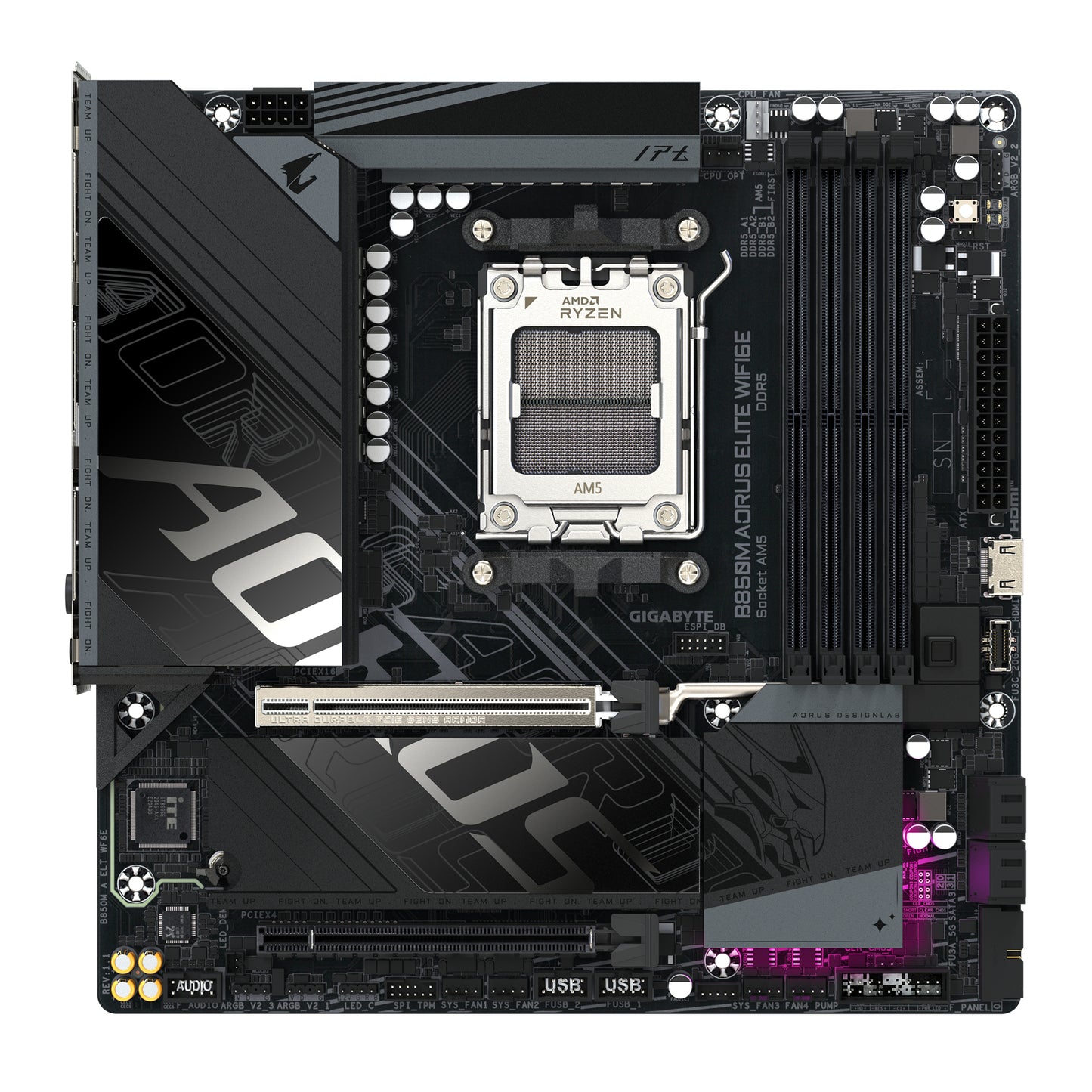 Gigabyte B850M AORUS ELITE WIFI6E Motherboard - AMD Ryzen 9000 Series CPUs, 12+2+2