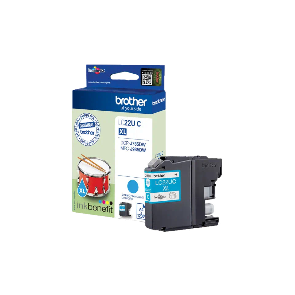 Brother LC-22UC Cyan Ink Cartridge (1.2K pages, Brother DCP-J 785)