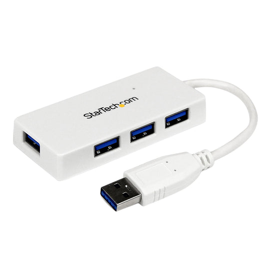 StarTech.com Portable 4 Port SuperSpeed Mini USB 3.0 Hub - White~Portable 4 Port