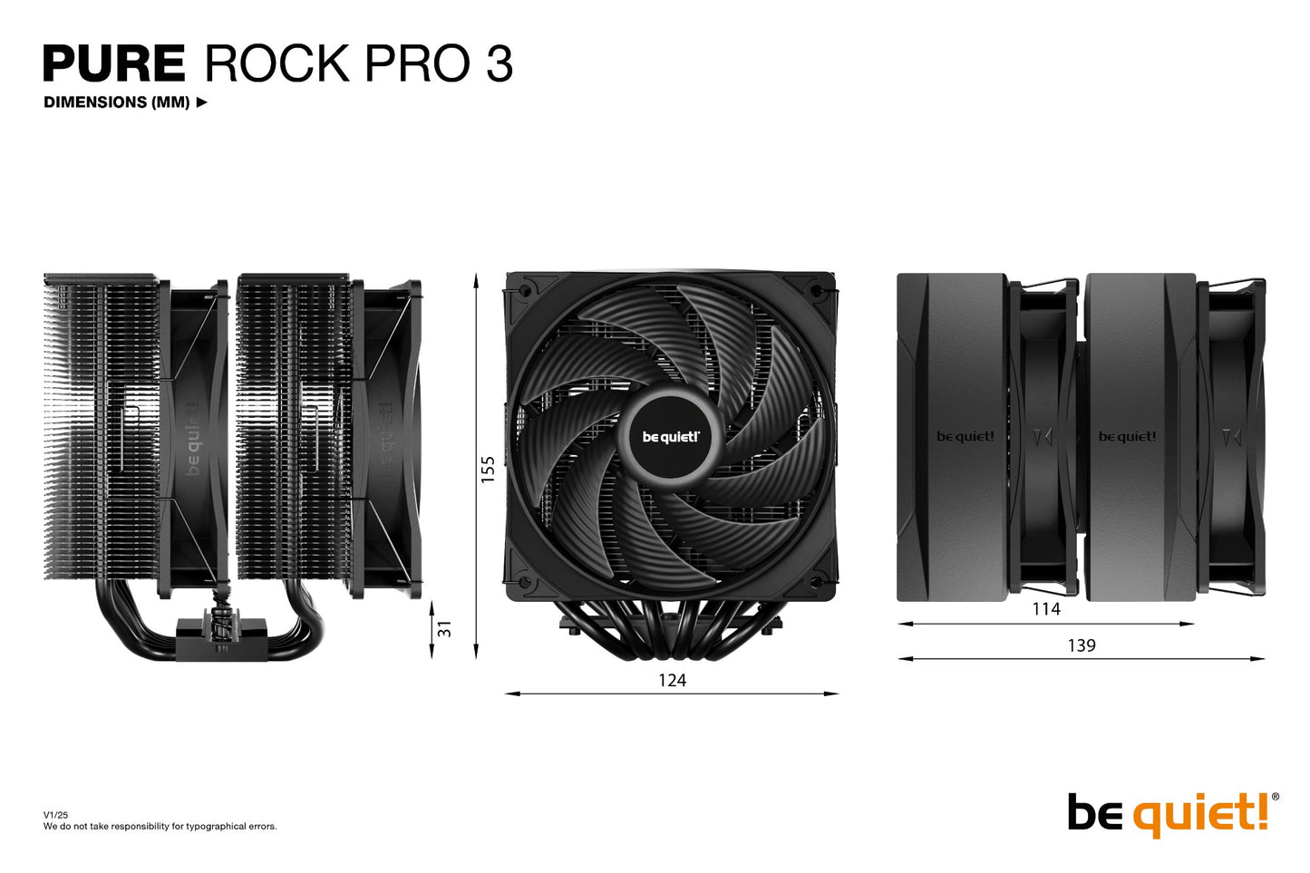 be quiet! Pure Rock Pro 3 Black Processor Air cooler 12 cm 1 pc(s) Cooling
